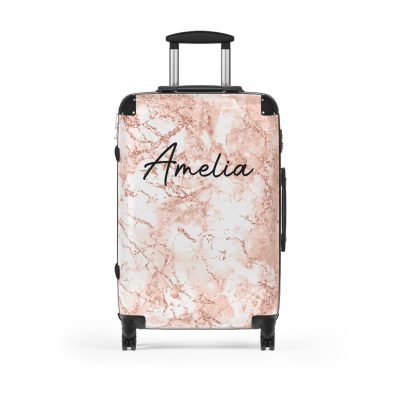 Custom Marble Suitcase - A personalized suitcase adorned with an elegant marble-themed design, perfect for travelers who want to add a touch of luxury to their luggage.