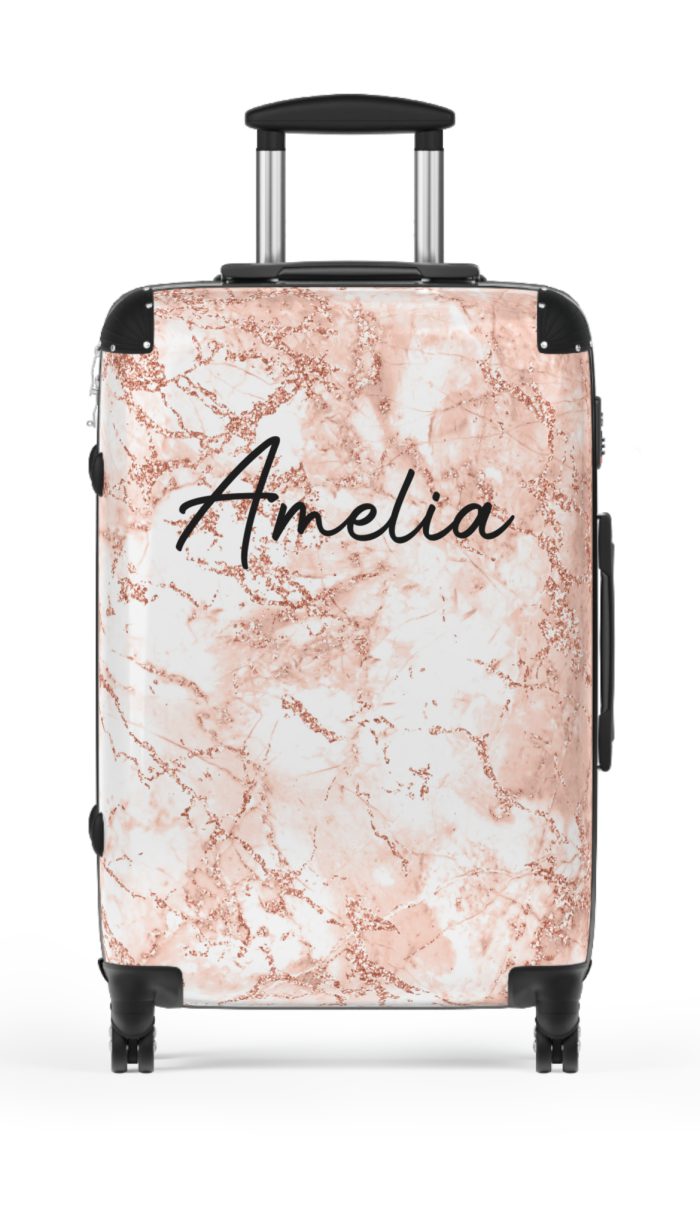 Custom Marble Suitcase - A personalized suitcase adorned with an elegant marble-themed design, perfect for travelers who want to add a touch of luxury to their luggage.