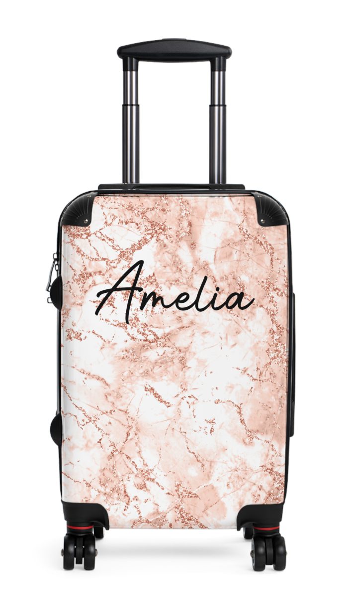 Custom Marble Suitcase - A personalized suitcase adorned with an elegant marble-themed design, perfect for travelers who want to add a touch of luxury to their luggage.