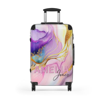 Custom Marble Suitcase - A personalized suitcase adorned with an elegant marble-themed design, perfect for travelers who want to add a touch of luxury to their luggage.