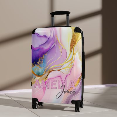 Custom Marble Suitcase - A personalized suitcase adorned with an elegant marble-themed design, perfect for travelers who want to add a touch of luxury to their luggage.