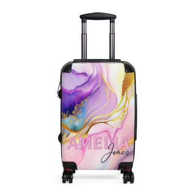 Custom Marble Suitcase - A personalized suitcase adorned with an elegant marble-themed design, perfect for travelers who want to add a touch of luxury to their luggage.