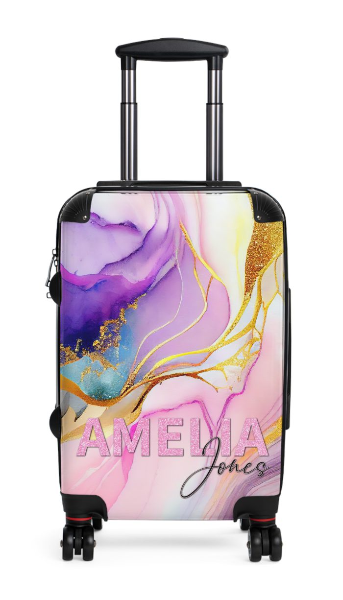 Custom Marble Suitcase - A personalized suitcase adorned with an elegant marble-themed design, perfect for travelers who want to add a touch of luxury to their luggage.