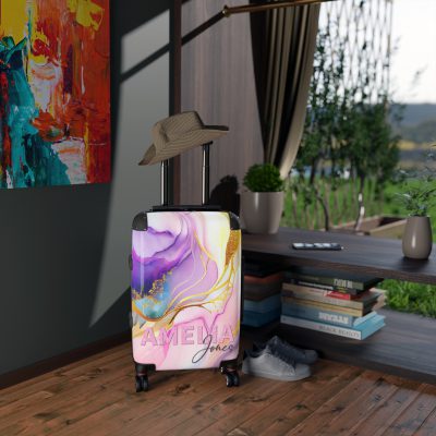 Custom Marble Suitcase - A personalized suitcase adorned with an elegant marble-themed design, perfect for travelers who want to add a touch of luxury to their luggage.