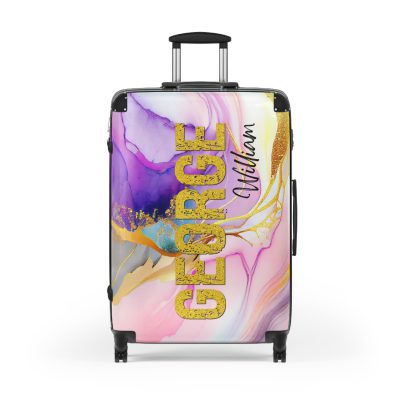 Custom Marble Suitcase - A personalized suitcase adorned with an elegant marble-themed design, perfect for travelers who want to add a touch of luxury to their luggage.