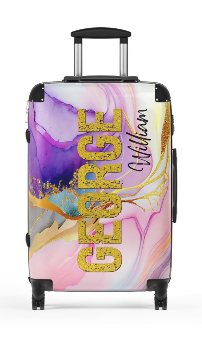 Custom Marble Suitcase - A personalized suitcase adorned with an elegant marble-themed design, perfect for travelers who want to add a touch of luxury to their luggage.