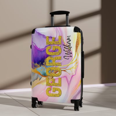 Custom Marble Suitcase - A personalized suitcase adorned with an elegant marble-themed design, perfect for travelers who want to add a touch of luxury to their luggage.