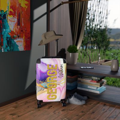 Custom Marble Suitcase - A personalized suitcase adorned with an elegant marble-themed design, perfect for travelers who want to add a touch of luxury to their luggage.