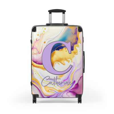 Custom Marble Suitcase - A personalized suitcase adorned with an elegant marble-themed design, perfect for travelers who want to add a touch of luxury to their luggage.