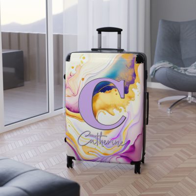 Custom Marble Suitcase - A personalized suitcase adorned with an elegant marble-themed design, perfect for travelers who want to add a touch of luxury to their luggage.