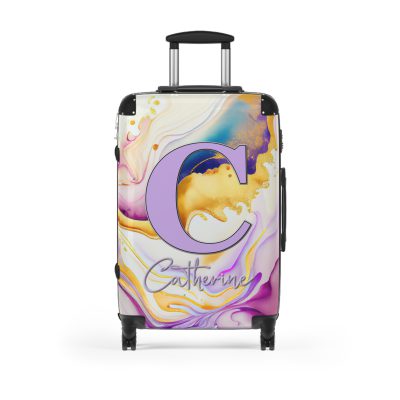 Custom Marble Suitcase - A personalized suitcase adorned with an elegant marble-themed design, perfect for travelers who want to add a touch of luxury to their luggage.