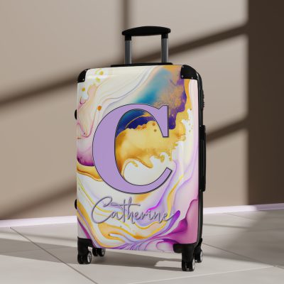 Custom Marble Suitcase - A personalized suitcase adorned with an elegant marble-themed design, perfect for travelers who want to add a touch of luxury to their luggage.