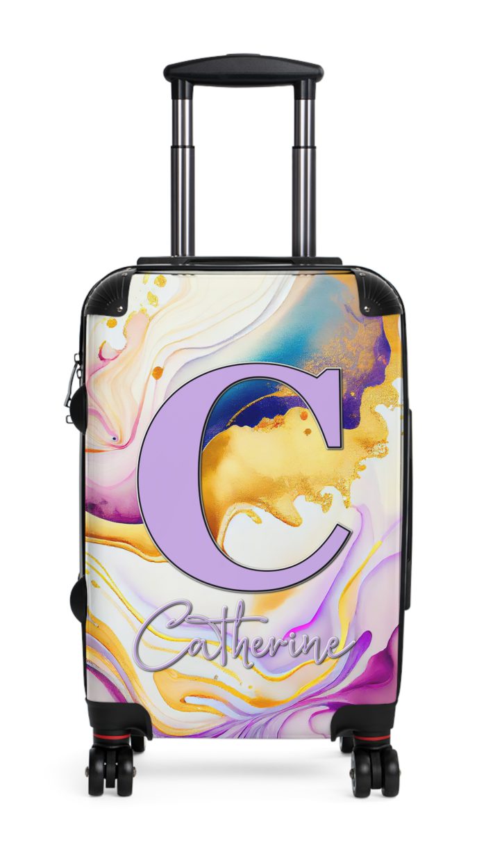 Custom Marble Suitcase - A personalized suitcase adorned with an elegant marble-themed design, perfect for travelers who want to add a touch of luxury to their luggage.