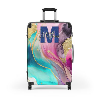 Custom Marble Suitcase - A personalized suitcase adorned with an elegant marble-themed design, perfect for travelers who want to add a touch of luxury to their luggage.