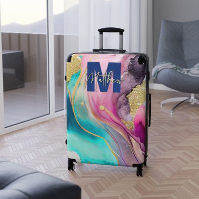 Custom Marble Suitcase - A personalized suitcase adorned with an elegant marble-themed design, perfect for travelers who want to add a touch of luxury to their luggage.