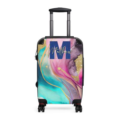 Custom Marble Suitcase - A personalized suitcase adorned with an elegant marble-themed design, perfect for travelers who want to add a touch of luxury to their luggage.