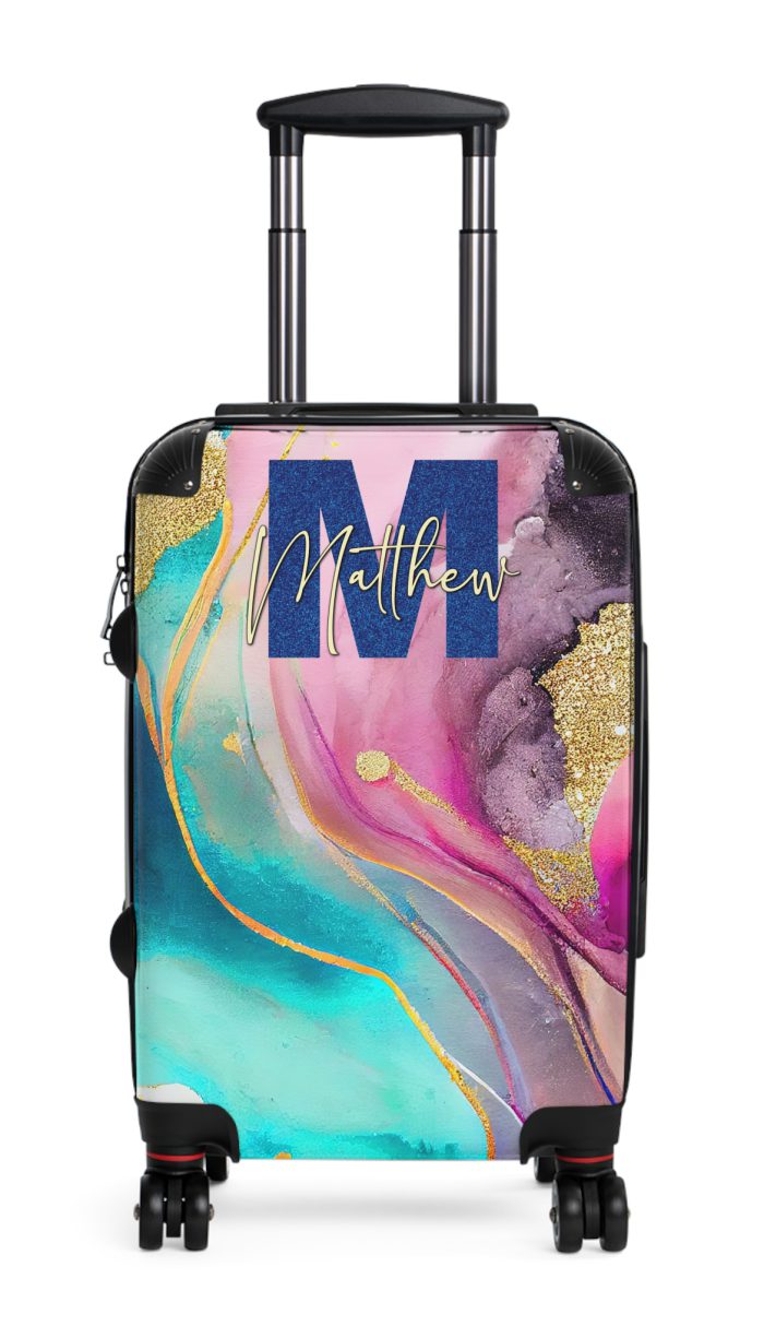 Custom Marble Suitcase - A personalized suitcase adorned with an elegant marble-themed design, perfect for travelers who want to add a touch of luxury to their luggage.