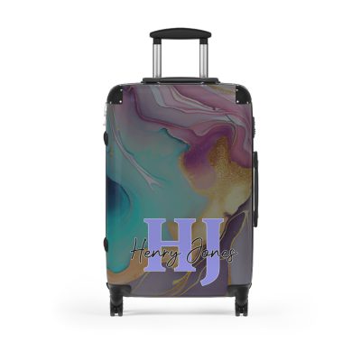 Custom Marble Suitcase - A personalized suitcase adorned with an elegant marble-themed design, perfect for travelers who want to add a touch of luxury to their luggage.