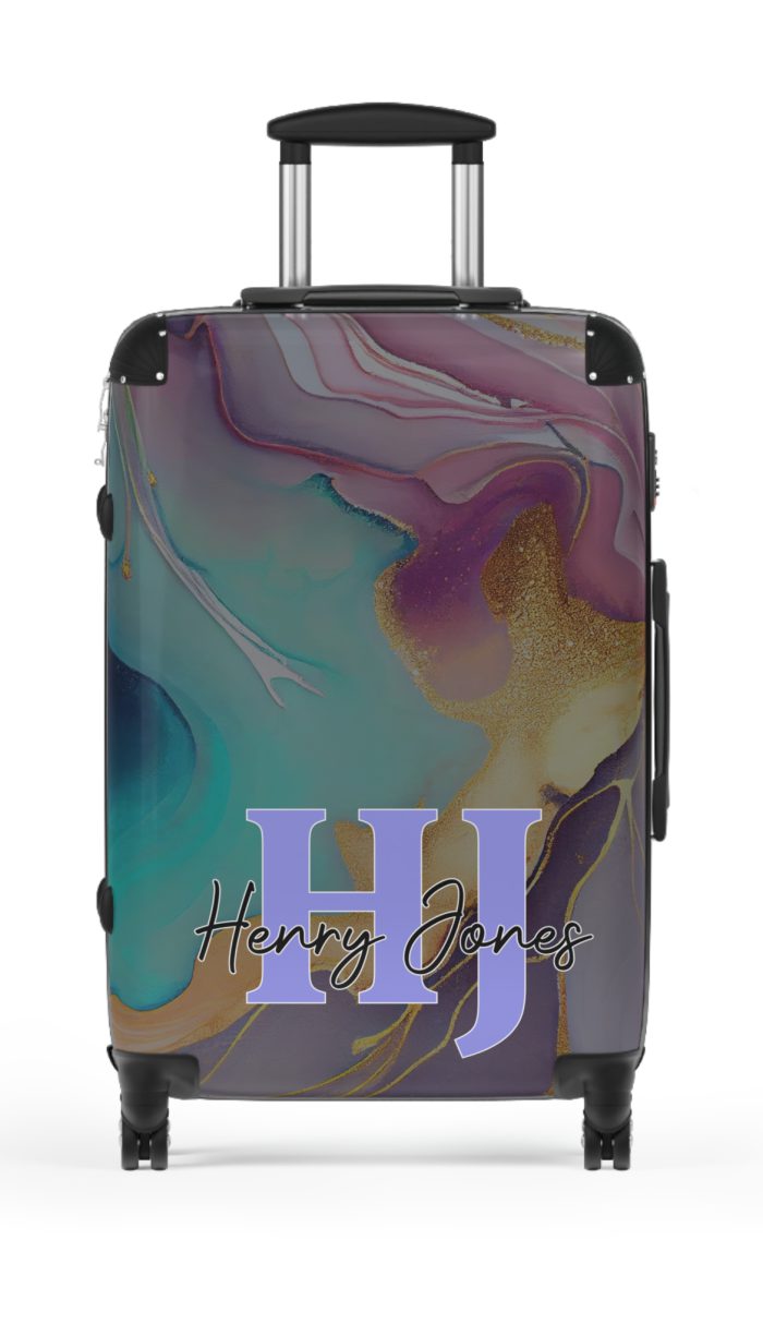 Custom Marble Suitcase - A personalized suitcase adorned with an elegant marble-themed design, perfect for travelers who want to add a touch of luxury to their luggage.