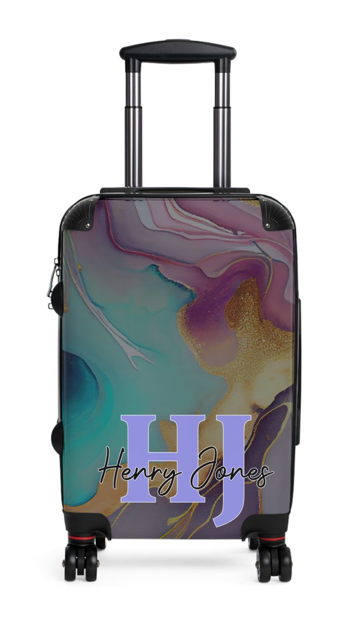 Custom Marble Suitcase - A personalized suitcase adorned with an elegant marble-themed design, perfect for travelers who want to add a touch of luxury to their luggage.