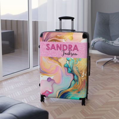 Custom Marble Suitcase - A personalized suitcase adorned with an elegant marble-themed design, perfect for travelers who want to add a touch of luxury to their luggage.