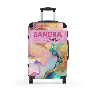 Custom Marble Suitcase - A personalized suitcase adorned with an elegant marble-themed design, perfect for travelers who want to add a touch of luxury to their luggage.