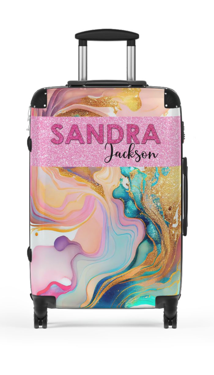 Custom Marble Suitcase - A personalized suitcase adorned with an elegant marble-themed design, perfect for travelers who want to add a touch of luxury to their luggage.