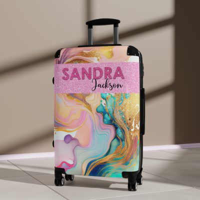 Custom Marble Suitcase - A personalized suitcase adorned with an elegant marble-themed design, perfect for travelers who want to add a touch of luxury to their luggage.