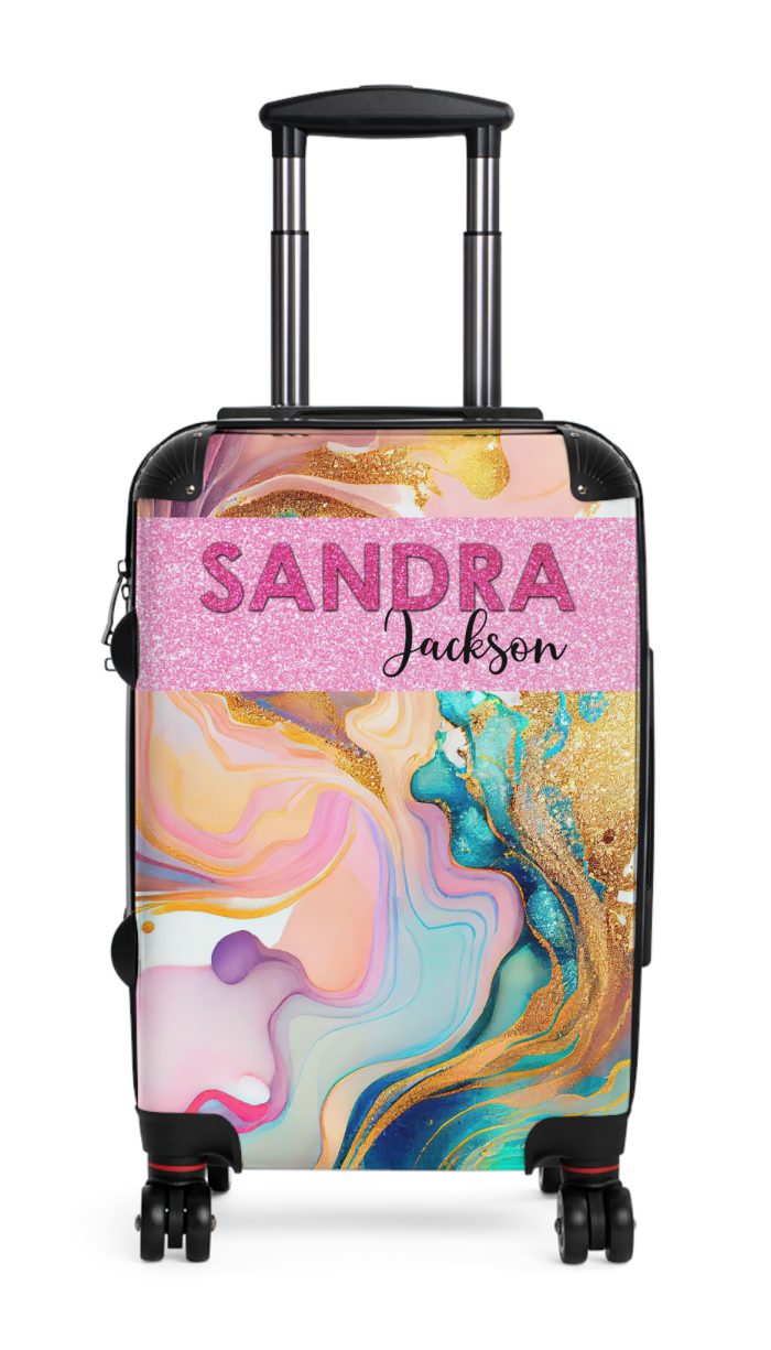 Custom Marble Suitcase - A personalized suitcase adorned with an elegant marble-themed design, perfect for travelers who want to add a touch of luxury to their luggage.