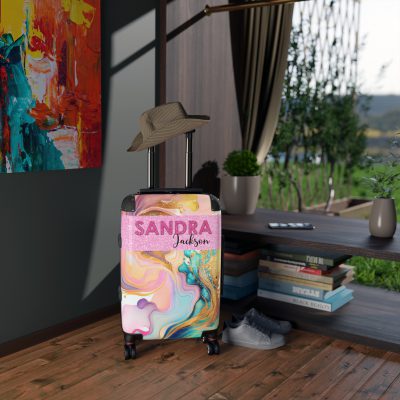 Custom Marble Suitcase - A personalized suitcase adorned with an elegant marble-themed design, perfect for travelers who want to add a touch of luxury to their luggage.