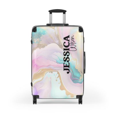 Custom Marble Suitcase - A personalized suitcase adorned with an elegant marble-themed design, perfect for travelers who want to add a touch of luxury to their luggage.