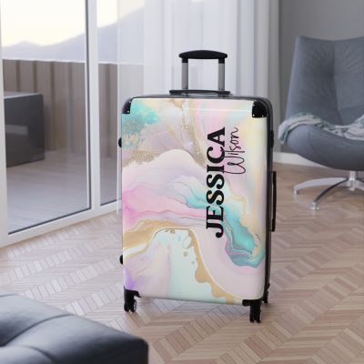 Custom Marble Suitcase - A personalized suitcase adorned with an elegant marble-themed design, perfect for travelers who want to add a touch of luxury to their luggage.