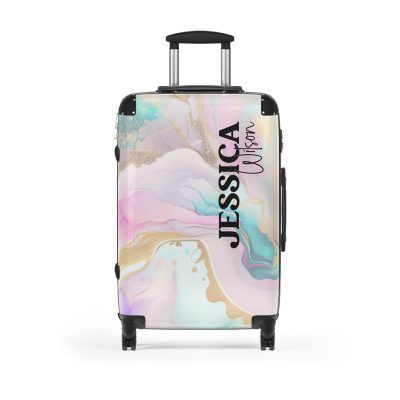 Custom Marble Suitcase - A personalized suitcase adorned with an elegant marble-themed design, perfect for travelers who want to add a touch of luxury to their luggage.