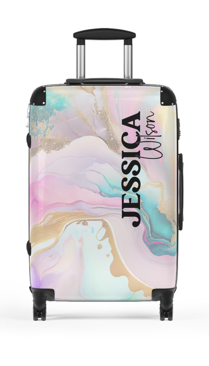 Custom Marble Suitcase - A personalized suitcase adorned with an elegant marble-themed design, perfect for travelers who want to add a touch of luxury to their luggage.