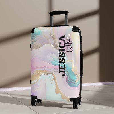 Custom Marble Suitcase - A personalized suitcase adorned with an elegant marble-themed design, perfect for travelers who want to add a touch of luxury to their luggage.