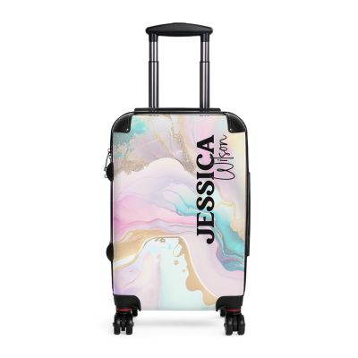 Custom Marble Suitcase - A personalized suitcase adorned with an elegant marble-themed design, perfect for travelers who want to add a touch of luxury to their luggage.