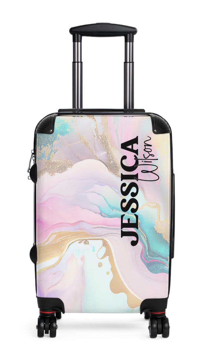 Custom Marble Suitcase - A personalized suitcase adorned with an elegant marble-themed design, perfect for travelers who want to add a touch of luxury to their luggage.