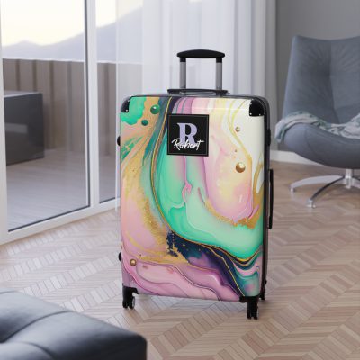 Custom Marble Suitcase - A personalized suitcase adorned with an elegant marble-themed design, perfect for travelers who want to add a touch of luxury to their luggage.