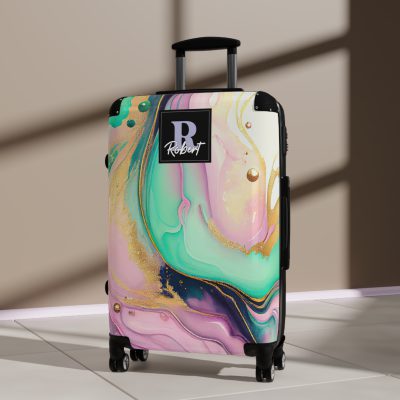 Custom Marble Suitcase - A personalized suitcase adorned with an elegant marble-themed design, perfect for travelers who want to add a touch of luxury to their luggage.