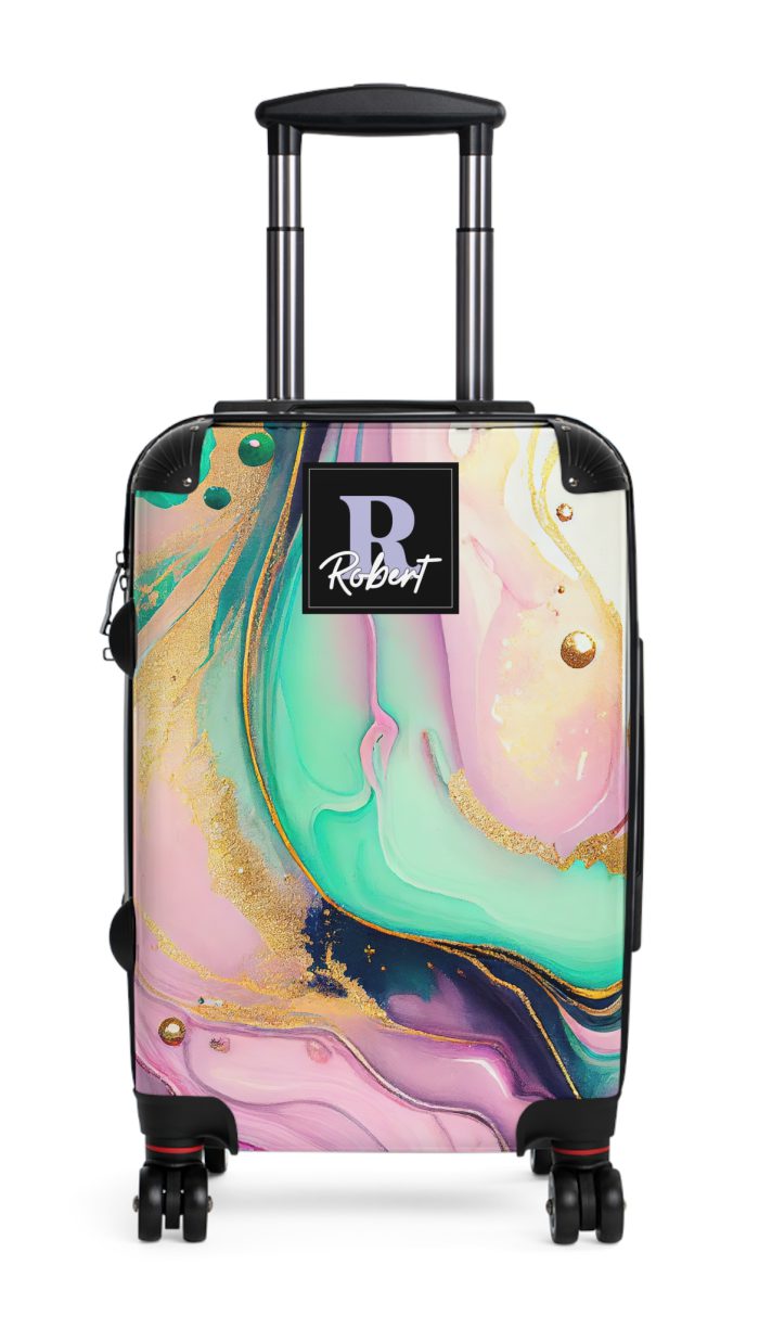 Custom Marble Suitcase - A personalized suitcase adorned with an elegant marble-themed design, perfect for travelers who want to add a touch of luxury to their luggage.