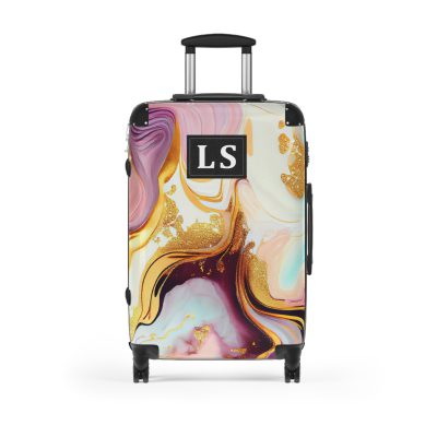 Custom Marble Suitcase - A personalized suitcase adorned with an elegant marble-themed design, perfect for travelers who want to add a touch of luxury to their luggage.