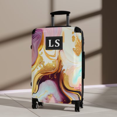 Custom Marble Suitcase - A personalized suitcase adorned with an elegant marble-themed design, perfect for travelers who want to add a touch of luxury to their luggage.