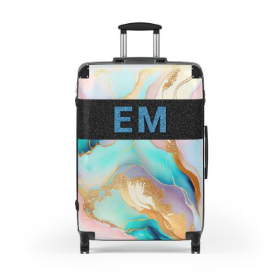 Custom Marble Suitcase - A personalized suitcase adorned with an elegant marble-themed design, perfect for travelers who want to add a touch of luxury to their luggage.