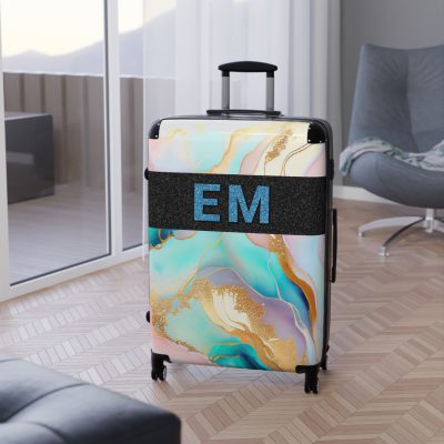 Custom Marble Suitcase - A personalized suitcase adorned with an elegant marble-themed design, perfect for travelers who want to add a touch of luxury to their luggage.