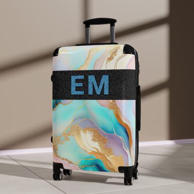 Custom Marble Suitcase - A personalized suitcase adorned with an elegant marble-themed design, perfect for travelers who want to add a touch of luxury to their luggage.