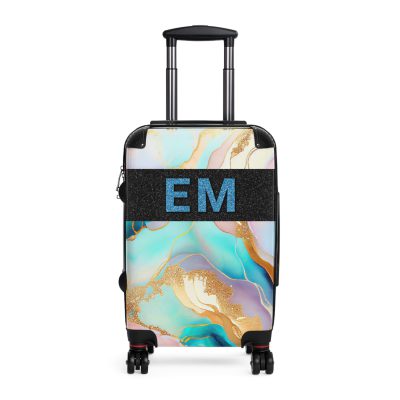 Custom Marble Suitcase - A personalized suitcase adorned with an elegant marble-themed design, perfect for travelers who want to add a touch of luxury to their luggage.