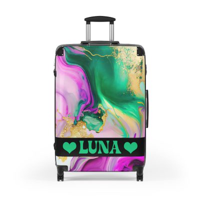 Custom Marble Suitcase - A personalized suitcase adorned with an elegant marble-themed design, perfect for travelers who want to add a touch of luxury to their luggage.