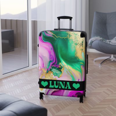 Custom Marble Suitcase - A personalized suitcase adorned with an elegant marble-themed design, perfect for travelers who want to add a touch of luxury to their luggage.