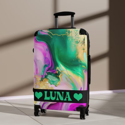 Custom Marble Suitcase - A personalized suitcase adorned with an elegant marble-themed design, perfect for travelers who want to add a touch of luxury to their luggage.