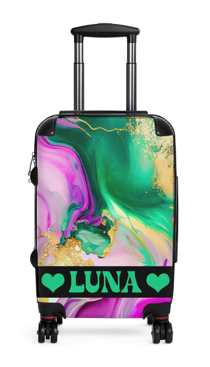 Custom Marble Suitcase - A personalized suitcase adorned with an elegant marble-themed design, perfect for travelers who want to add a touch of luxury to their luggage.